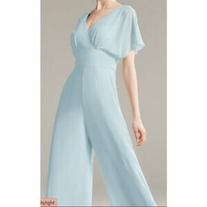 AW BRIDAL 14 1X plus skylight blue Talia cocktail party formal jumpsuit NEW b44